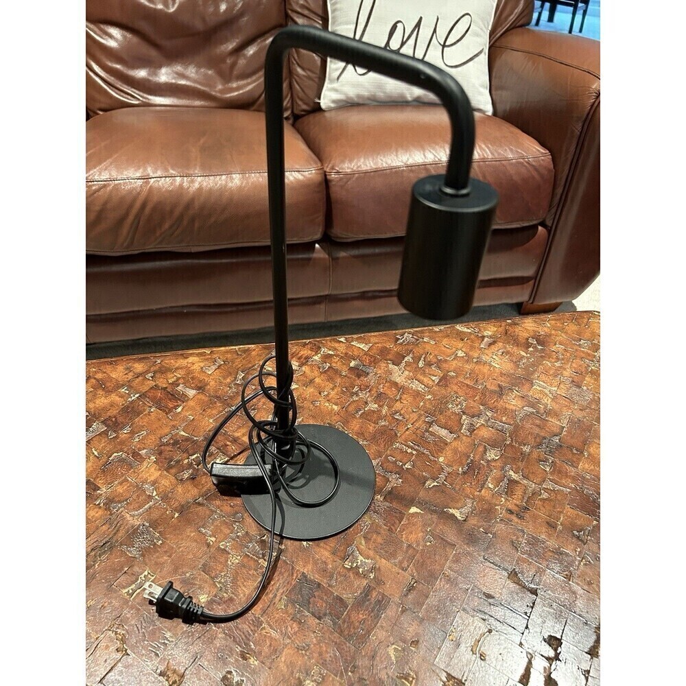 Industrial Desk Lamp Black Metal Arm And Base Minimalist Design